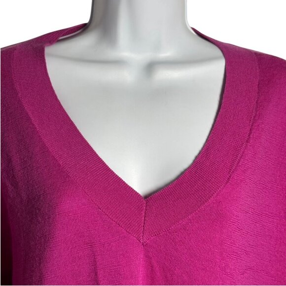 Banana Republic Merino Wool Boxy v-neck sweater womens XXL Fuchsia hot pink - Picture 3 of 9